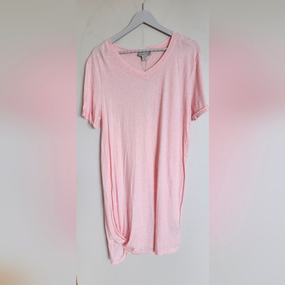 CHARLIE PAIGE V NECK KNOT HEM DRESS PINK SIZE S/M NWT